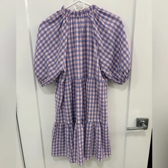 Hyacinth House Tuckernuck Sutton Purple Pink Gingham Mini Dress Size Small - Picture 9 of 15